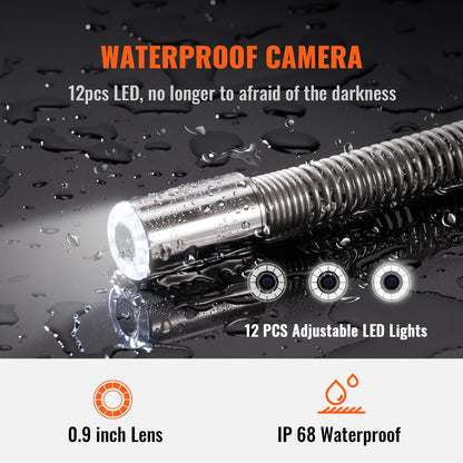 Avloppskamera Rörinspektionskamera 22,9 cm 720p Skärm Rörkamera 50,3 m