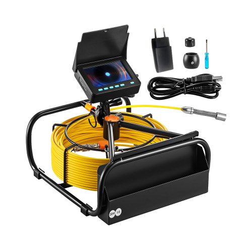 Avloppskamera, 30 m, 4,3-tums avloppsinspektionskamera med lampor - 6 justerbara lysdioder, 16 GB-kort, 3X zoom och 8500 mAh högkapacitetsbatteri, IP68 vattentät VVS-kamera för avloppsrör