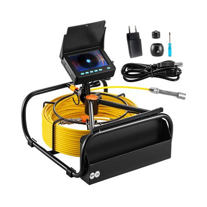 Avloppskamera, 50 m, 4,3-tums avloppsinspektionskamera med lampor - 6 justerbara lysdioder, 16 GB-kort, 3X zoom och 8500 mAh högkapacitetsbatteri, IP68 vattentät VVS-kamera för avloppsrör