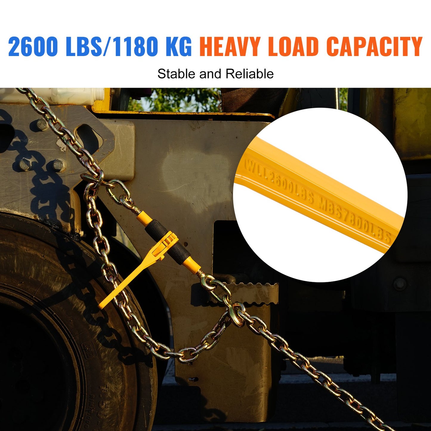 Spärrkedjebindare, 1/4"-5/16", 2600 lbs säker arbetsbelastning, 4-pack lastbindare med 2 gripkrokar, surrningsfästen för transportkedja, kraftiga dragkedjespärrkedjor för flaklastbilar