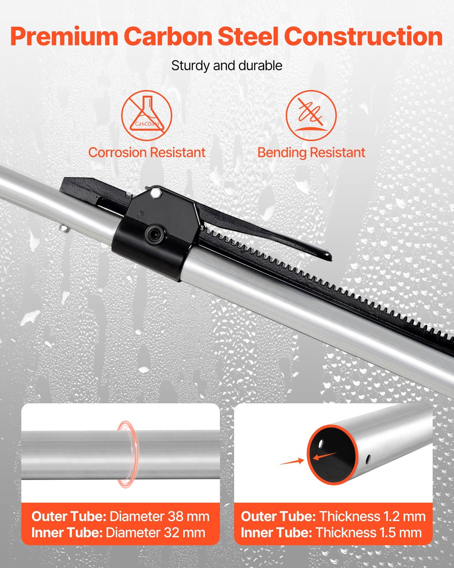 Laststång, spärrbar laststång justerbar från 1499 mm till 1854 mm, kraftig laststabilisator i stål med halkfria fotplattor, teleskopiska lastlåsstänger för pickup lastbil