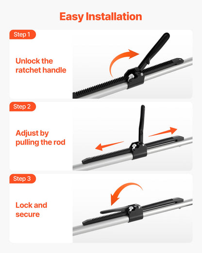 Laststång, spärrbar laststång justerbar från 1499 mm till 1854 mm, kraftig laststabilisator i stål med halkfria fotplattor, teleskopiska lastlåsstänger för pickup lastbil