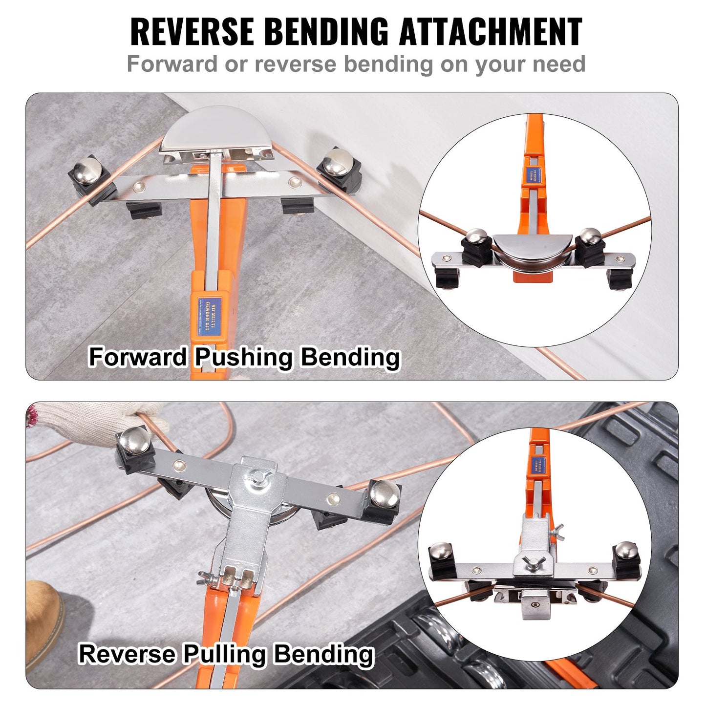 Rörbockare, 6,4 mm-22,2 mm spärrande rörbockare, 90° framåt/bakåtgående rörbockningsverktyg med 7 verktyg för reparation av HVAC, luftkonditionering och kylskåp