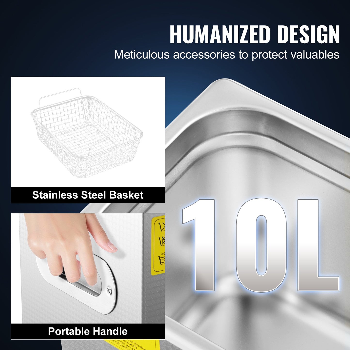 Professionell ultraljudsrengörare, 10 l ultraljudsrengörare för smycken med digital timer och värmare, industriell ultraljudsrengörare i rostfritt stål 40 kHz för glasögon, klockor, ringar, smådelar