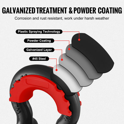 2-pack 19 mm D-ringsschackel med 22,2 mm skruvstift, 28,5 ton brottstyrka