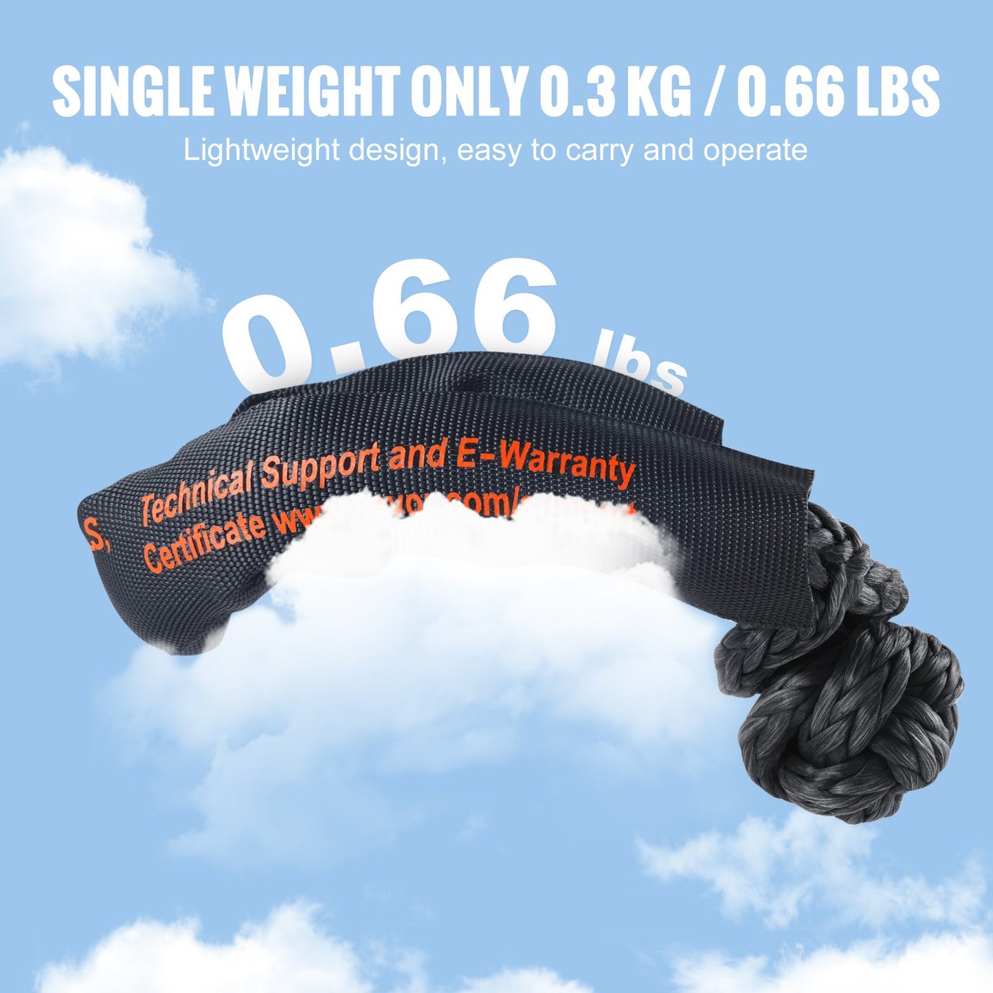 Mjuk schackel syntetiskt bärgningsrep 2 st 1,3x56 cm 20 ton brottstyrka