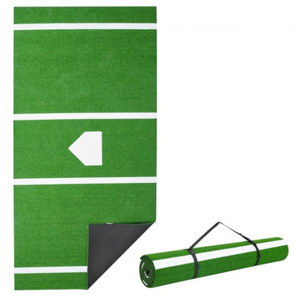 Basebollslagmatta, 366x183 cm slagburmatta, slagboxmattor, softbollslagträningsutrustning med hemmaplatta och anti-blekningsgräs, bärbart träningshjälpmedel för inomhus- och utomhusbruk, grön