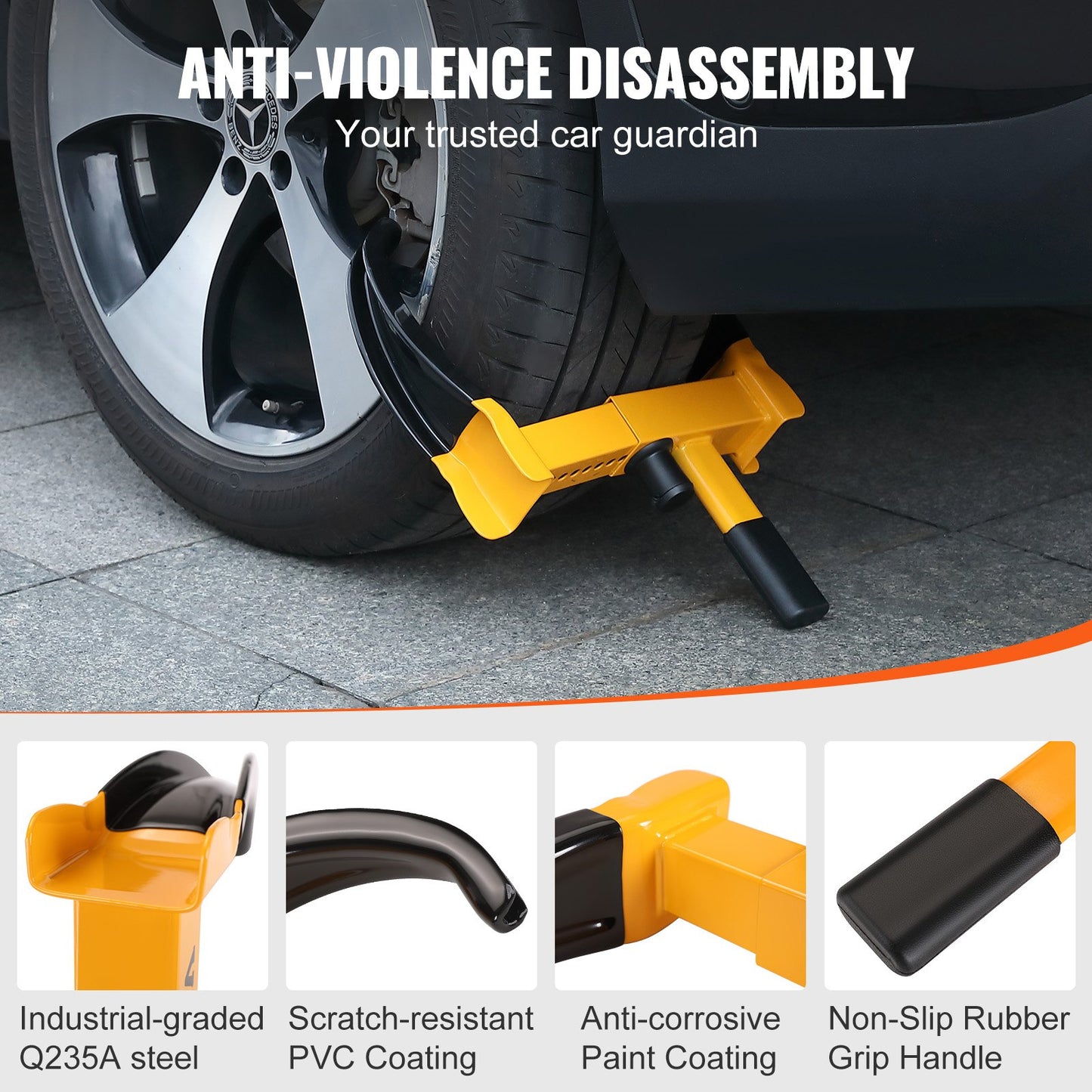 Hjullås, 2-pack universellt hjulklämmalås, justerbart stöldskyddslås för släpvagn Hjulklämma, kraftigt ståldäcklås för ATV, husbil, SUV, bil, golfvagn, båtar, motorcyklar, med 6 nycklar