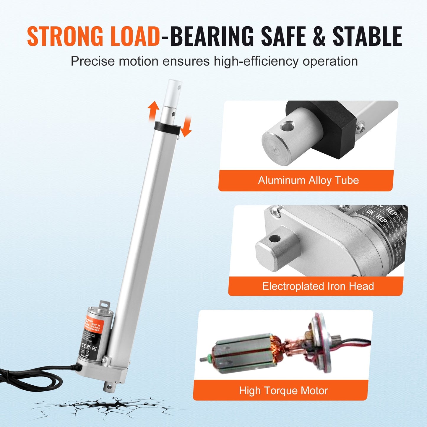 Linjär ställdon 12V 30,5 cm hög belastning 149,7 kg/1500N 0,5 cm/s IP54-skydd