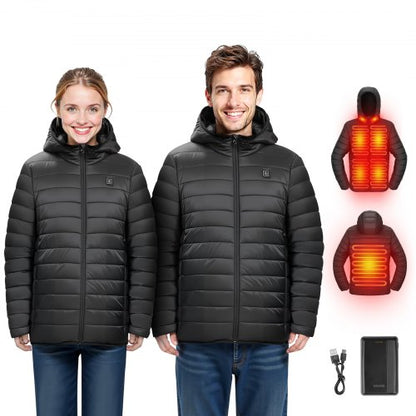 Heated Jacket for Men with 7.4V Battery, Soft Shell Electric Heating Coat, Windproof Lightweight Outerwear with 6 Heating Zones & 3 Heat Settings for Hiking, Outdoor Work, Black