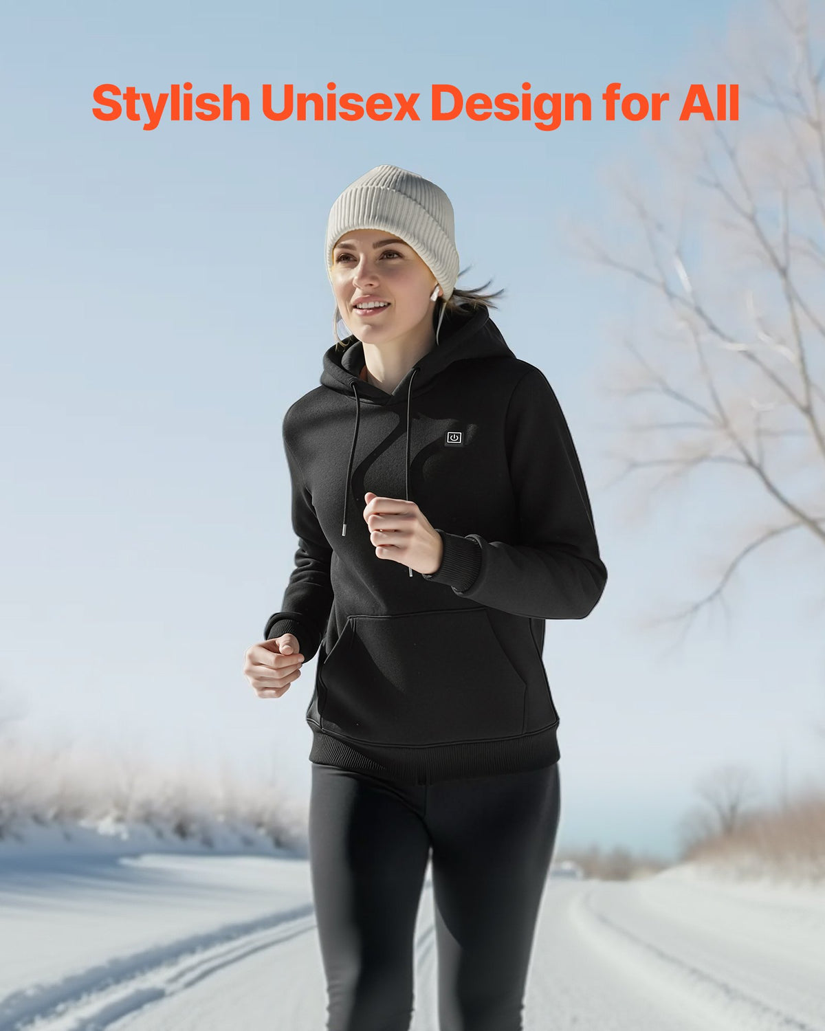 Heated Sweatshirt Hoodie for Men Women, Heated Jacket Unisex with 7.4V 16000mAh Rechargeable Power Bank Pack, 5 Heating Zones, 3 Temp Levels, 4-8H Warmth, for Winter Outdoor Camping, Black