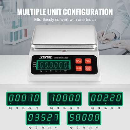 Industriell räknevåg, 10 kg x 0,1 g, digital våg för delar och mynt, g/kg/lb/oz/ct-enheter, elektronisk gramvåg, lagerräkningsvåg, kökssmyckesräknare med LED-skärm