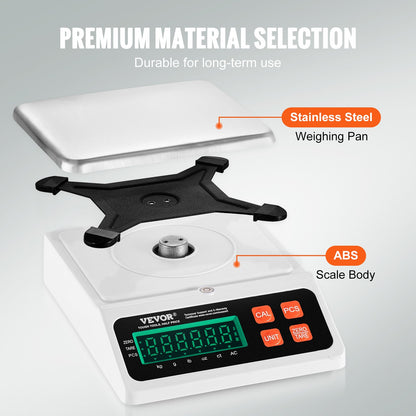 Industriell räknevåg, 10 kg x 0,1 g, digital våg för delar och mynt, g/kg/lb/oz/ct-enheter, elektronisk gramvåg, lagerräkningsvåg, kökssmyckesräknare med LED-skärm