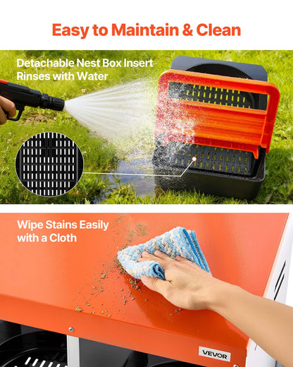 Chicken Nesting Boxes, 10 Compartments, with Support Legs, Easy Egg Collection, Galvanized Steel and High-Strength Plastic, Roll Away Nesting Boxes for Chickens and Hens Laying Eggs, Orange