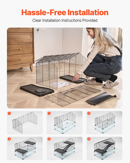 Hamsterbur, 360° visning, transparenta hamstermiljöer, smådjursbur, 29,5 x 17,3 x 24 tum, ventilerade musburar med vattenflaska, bärbart hamsterhus för råttor, marsvin