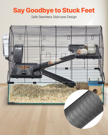 Hamsterbur, 360° visning, transparenta hamstermiljöer, smådjursbur, 29,5 x 17,3 x 24 tum, ventilerade musburar med vattenflaska, bärbart hamsterhus för råttor, marsvin