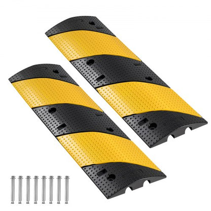 1000 mm farthinder i gummi, 2-pack, 2-kanals farthinder i kraftigt material, 9 979 kg/axellastkapacitet, vajerskyddsramp med expansionsskruvar, för asfaltbetong, grusuppfart och väg