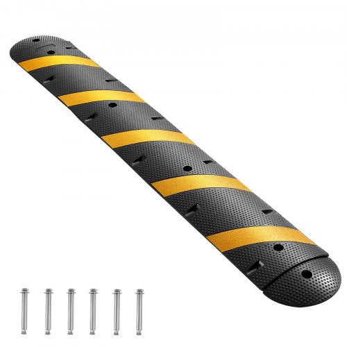 1830 mm farthinder i gummi, 2 kanaler, kraftigt farthinder, 9 979 kg/axel lastkapacitet, vajerskyddsramp med expansionsskruvar, för asfaltbetong, grusuppfart, väg, 1-pack