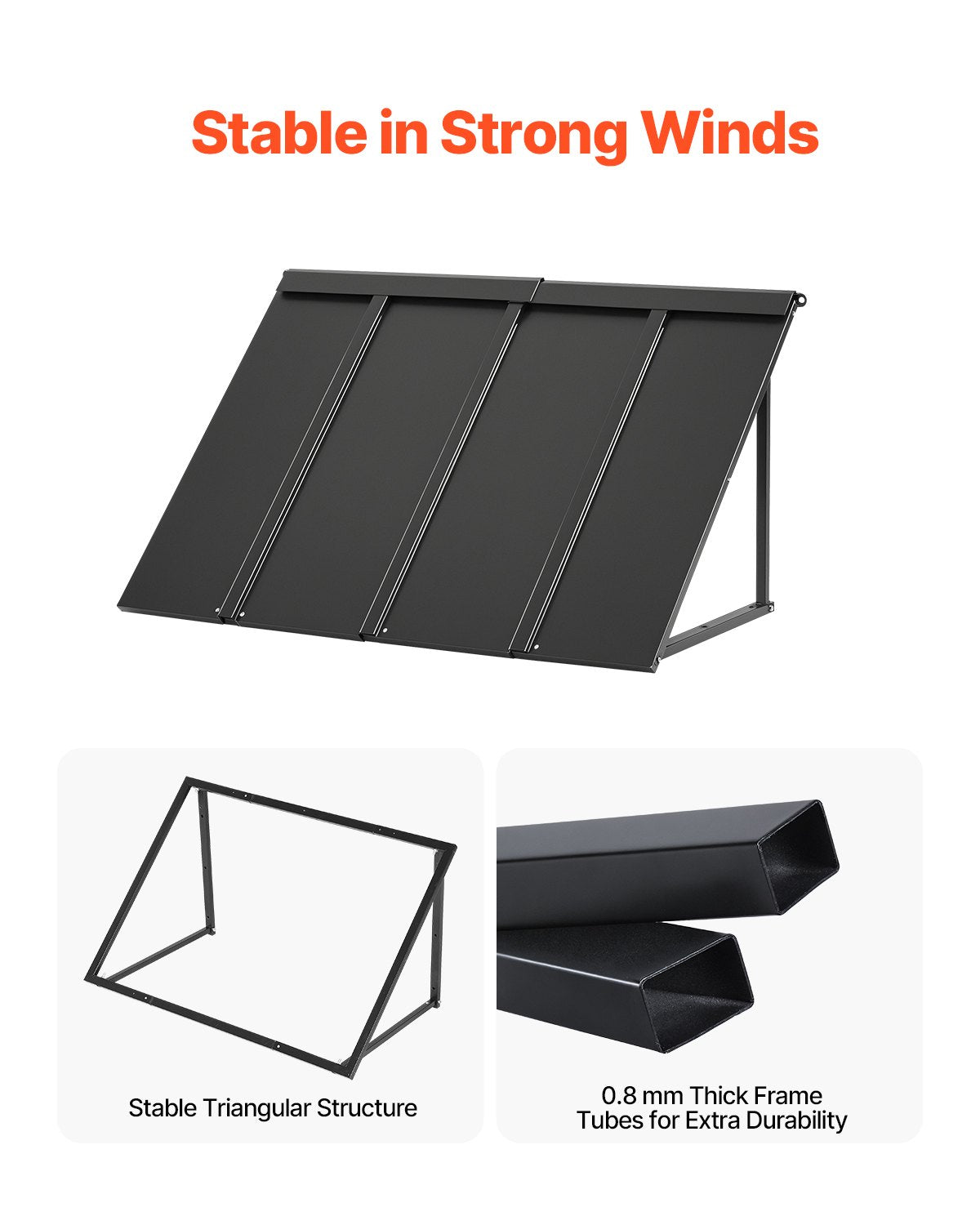 Fast metallmarkis 44 x 24 tum, fönstermarkis, dörrtak, stabil triangelmarkis med stålram för dörrar, utvändigt regn- och snöskydd för dörringång, fönster, verandor, balkonger