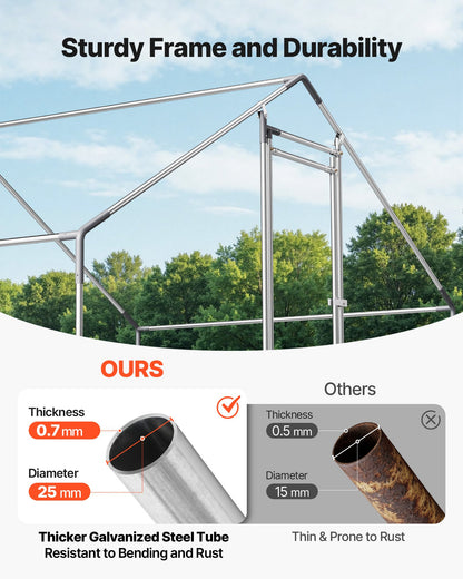 Hönshus i metall, 9,8x13,1x6,5 fot, stora walk-in hönsgårdar med lock, hönshus med spirtak och säkerhetslås, utomhusbur för anka och kanin, fjäderfä för bakgård, gård, trädgård