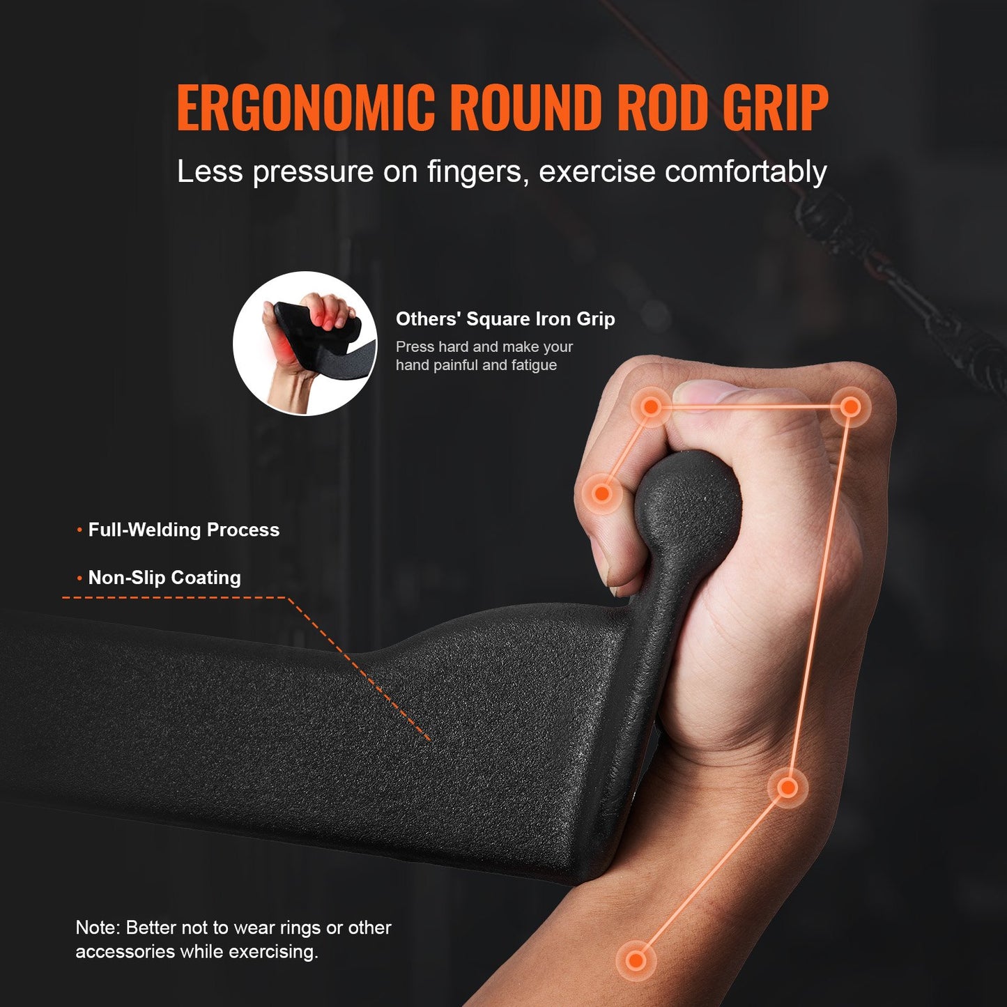 LAT Pulldown-tillbehör, V-stångstillbehör för rodd med kabelmaskin, triceps-pulldown-stång, gummibelagt handtag för ryggstyrketräning, bicepscurl, triceps-lats-pulldown-stång för hemmagym