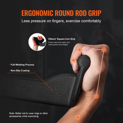 LAT Pulldown-tillbehör, V-stångstillbehör för rodd med kabelmaskin, triceps-pulldown-stång, gummibelagt handtag för ryggstyrketräning, bicepscurl, triceps-lats-pulldown-stång för hemmagym