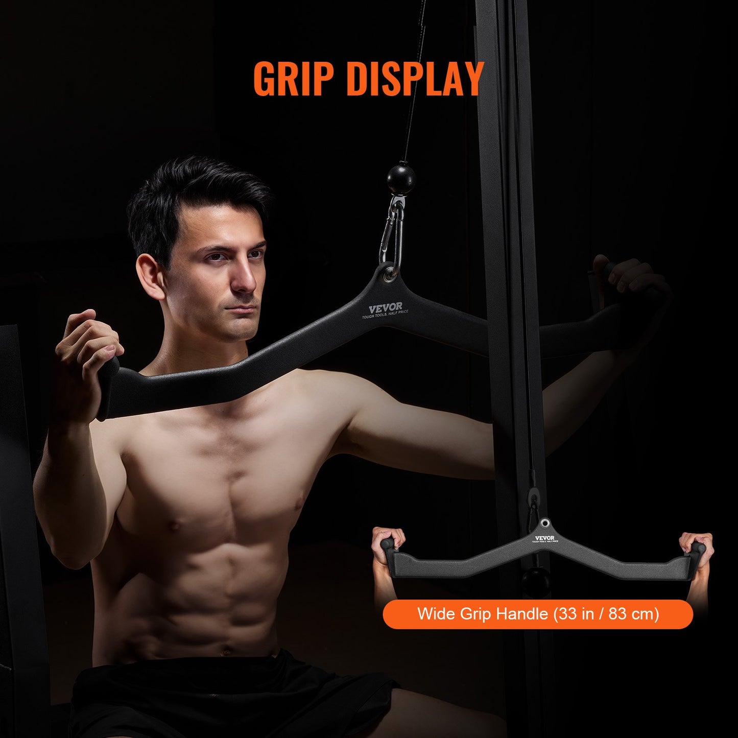 LAT Pulldown-tillbehör, V-stångstillbehör för rodd med kabelmaskin, triceps-pulldown-stång, gummibelagt handtag för ryggstyrketräning, bicepscurl, triceps-lats-pulldown-stång för hemmagym