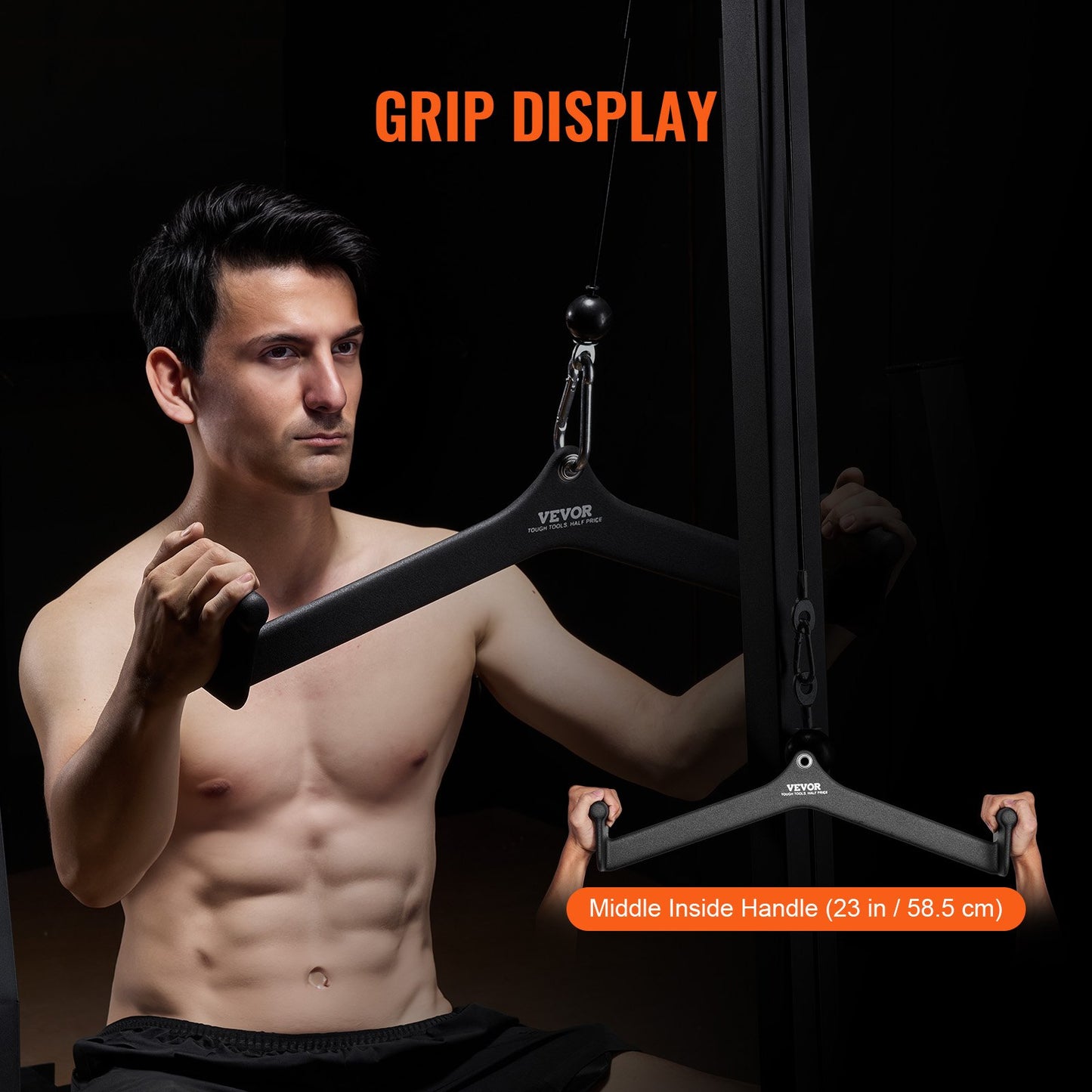LAT Pulldown-tillbehör, V-stångstillbehör för rodd med kabelmaskin, triceps-pulldown-stång, gummibelagt handtag för ryggstyrketräning, bicepscurl, triceps-lats-pulldown-stång för hemmagym