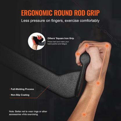 LAT Pulldown-tillbehör, kabelmaskin, rodd, T-stång, V-stång, 5-set, triceps-pulldown-stång, gummibelagt handtag för ryggstyrketräning, bicepscurl, triceps-lats-pulldown-stång för hemmagym, fitness