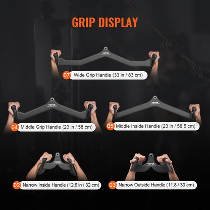 LAT Pulldown-tillbehör, kabelmaskin, rodd, T-stång, V-stång, 5-set, triceps-pulldown-stång, gummibelagt handtag för ryggstyrketräning, bicepscurl, triceps-lats-pulldown-stång för hemmagym, fitness