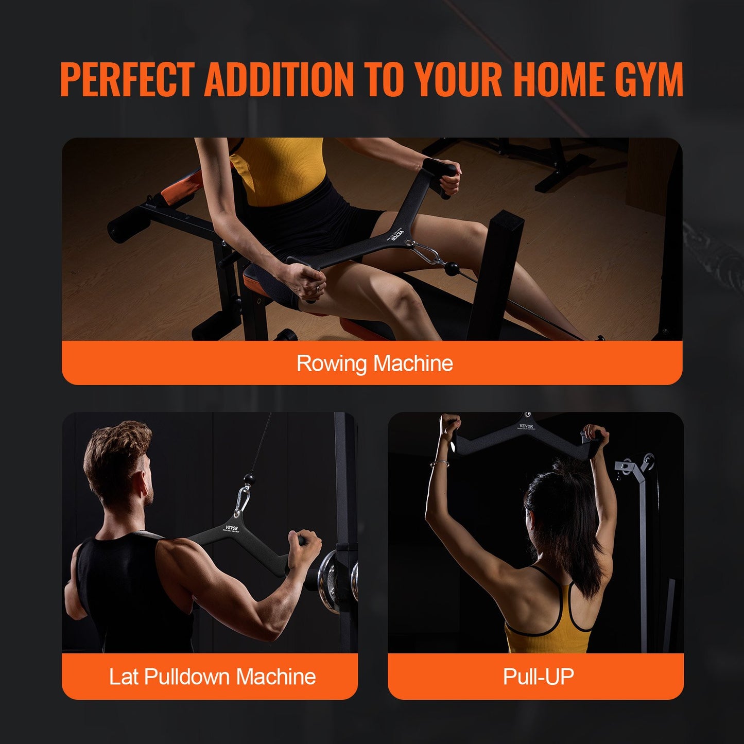 LAT Pulldown-tillbehör, kabelmaskin, rodd, T-stång, V-stång, 5-set, triceps-pulldown-stång, gummibelagt handtag för ryggstyrketräning, bicepscurl, triceps-lats-pulldown-stång för hemmagym, fitness