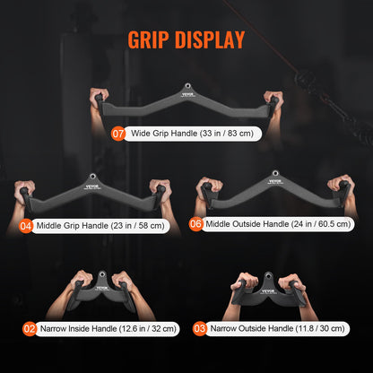LAT Pulldown-tillbehör, kabelmaskin, rodd, T-stång, V-stång, 5-set, triceps-pulldown-stång, gummibelagt handtag för ryggstyrketräning, bicepscurl, triceps-lats-pulldown-stång för hemmagym, fitness
