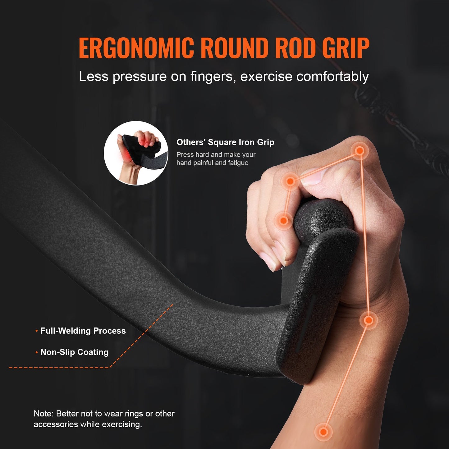 LAT Pulldown-tillbehör, V-stångstillbehör för rodd med kabelmaskin, triceps-pulldown-stång, gummibelagt handtag för ryggstyrketräning, bicepscurl, triceps-lats-pulldown-stång för hemmagym