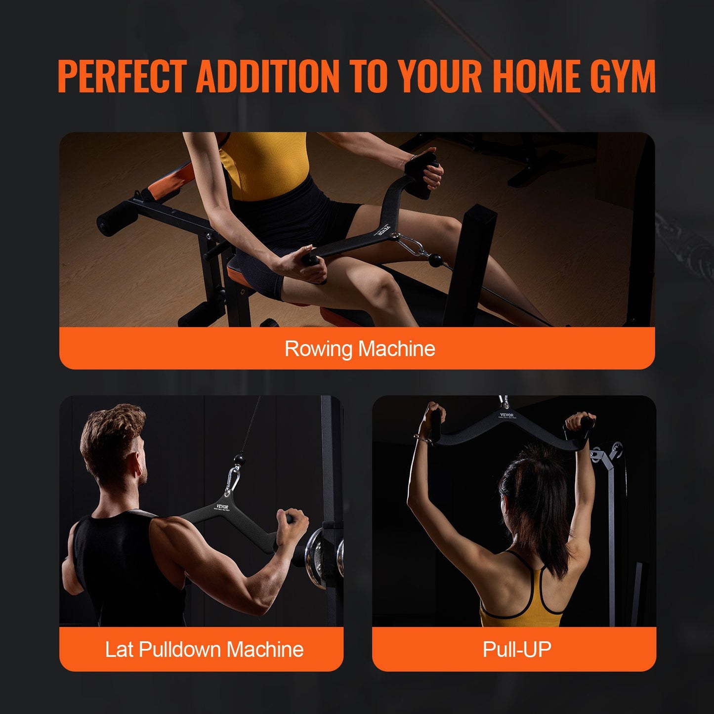 LAT Pulldown-tillbehör, V-stångstillbehör för rodd med kabelmaskin, triceps-pulldown-stång, gummibelagt handtag för ryggstyrketräning, bicepscurl, triceps-lats-pulldown-stång för hemmagym