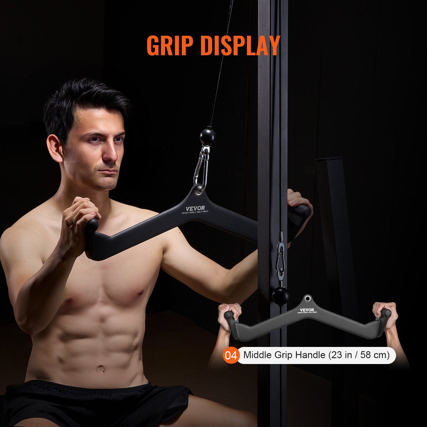 LAT Pulldown-tillbehör, V-stångstillbehör för rodd med kabelmaskin, triceps-pulldown-stång, gummibelagt handtag för ryggstyrketräning, bicepscurl, triceps-lats-pulldown-stång för hemmagym
