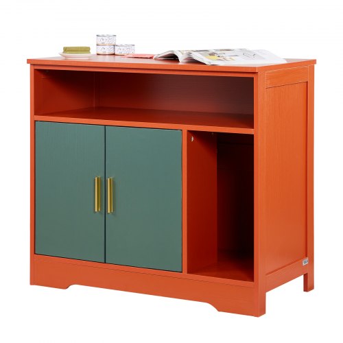 Kattlåda, 79,2 cm dold kattlåda med hylla och förvaring, modernt inomhusbadrum för katter, sidobord i trä för katthus, passar de flesta kattlådor, röd och grön