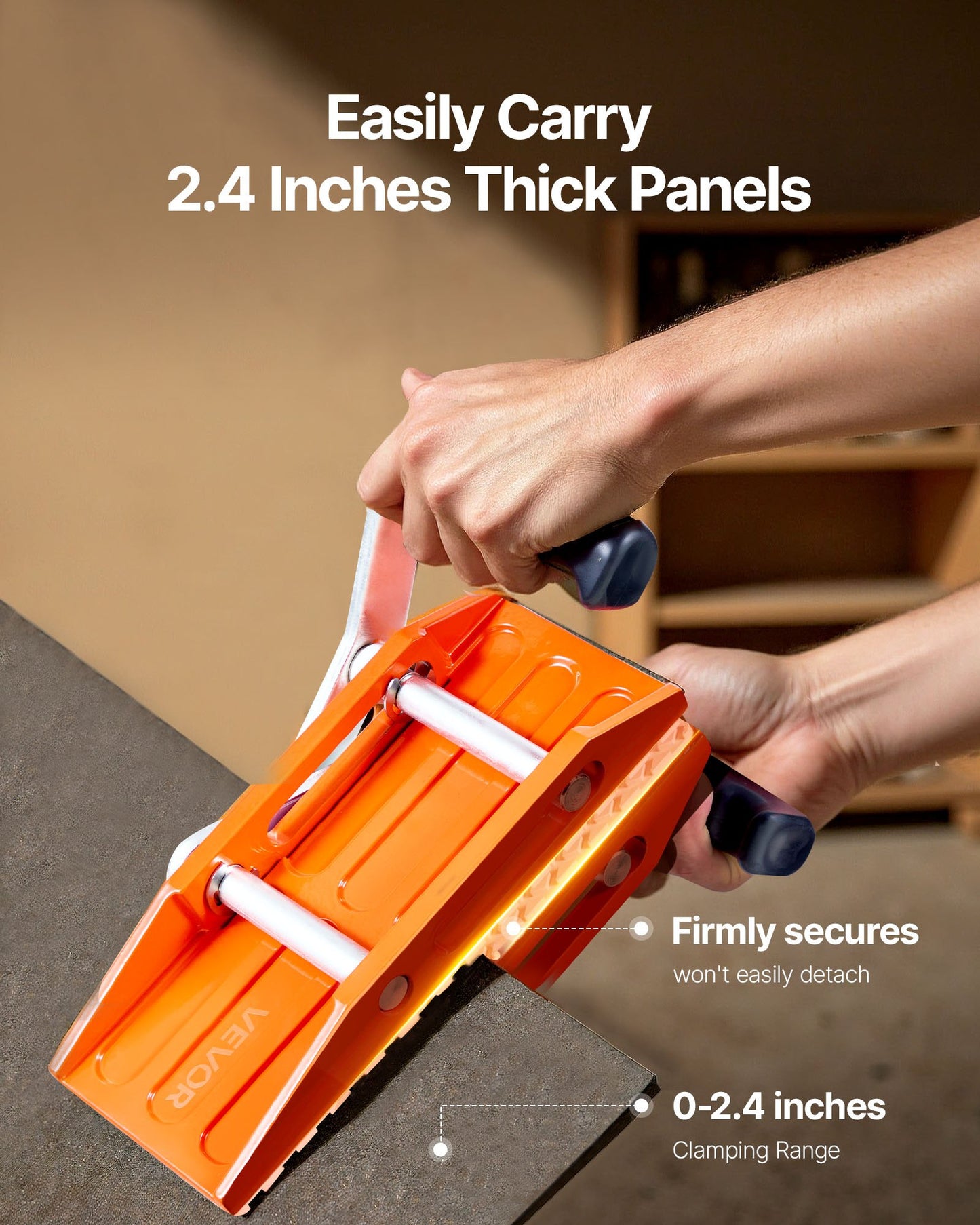 Dubbelhänta stenbärklämmor, 299 kg lastkapacitet, 2-pack granitskivor, lyftverktyg med gummifoder (0-60 mm), kraftiga lyftklämmor för plywood, glas, granit