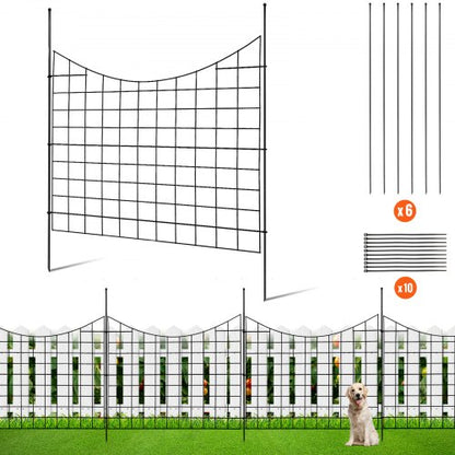 Garden Fence, No Dig Fence 92.96 (H) x 74.93 cm (L) Animal Barrier Fence, Underground Decorative Garden Fencing with 16 cm Spike Spacing, Metal Dog Fence for the Yard and Outdoor Patio, 5 Pack