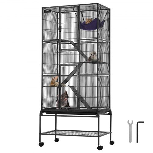 69" rullande metallbur för iller, stor 4-vånings Critter Nation-bur, bur för smådjur med ramper och bricka, enkel att montera för råttor, hamstrar, marsvin, chinchilla, ekorre, igelkottar och kaniner