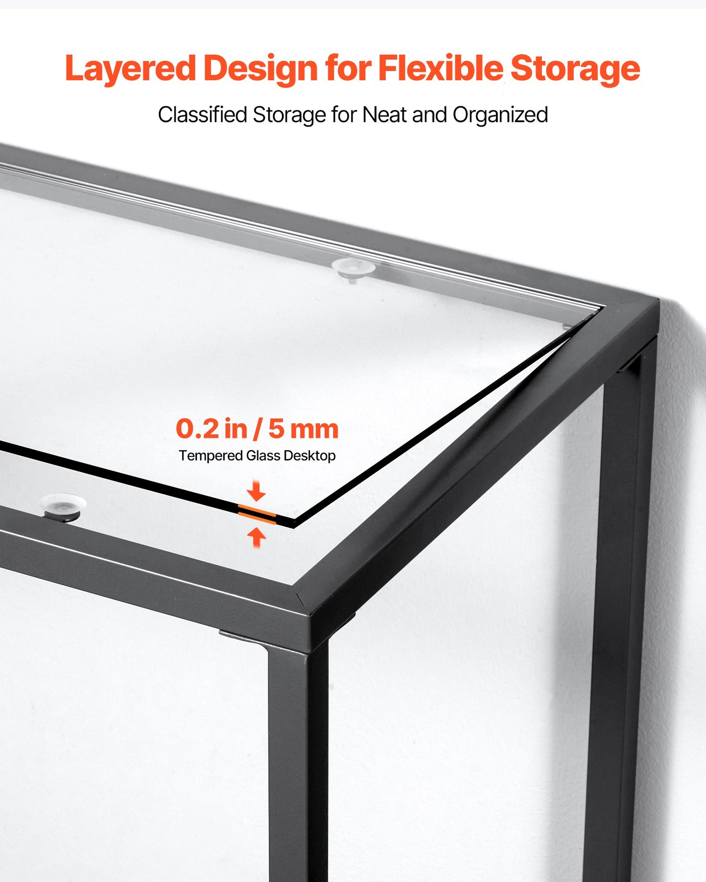 2-Tier Glass Console Table, Modern Rectangle Sofa Side Table with Tempered Glass Top and Iron Legs, Golden Consloe Desk with Anti-Tip Device for Living Room, Hallway, Entryway, Foyer, Black