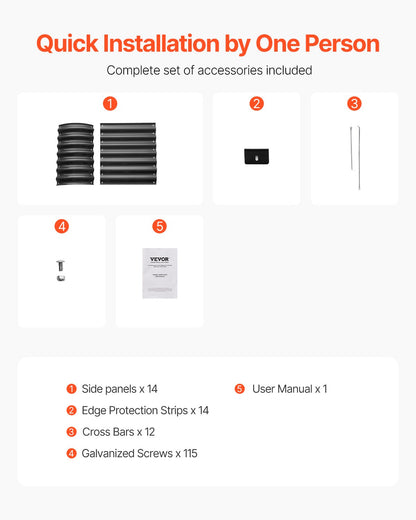 Upphöjd trädgårdsbädd i metall, 2,4 x 6 x 6 m för utomhusbruk, galvaniserad planteringslåda med öppen botten, stor oval planteringsbädd för trädgårdsskötsel av grönsaker, blommor, örter och suckulenter, mörkgrå