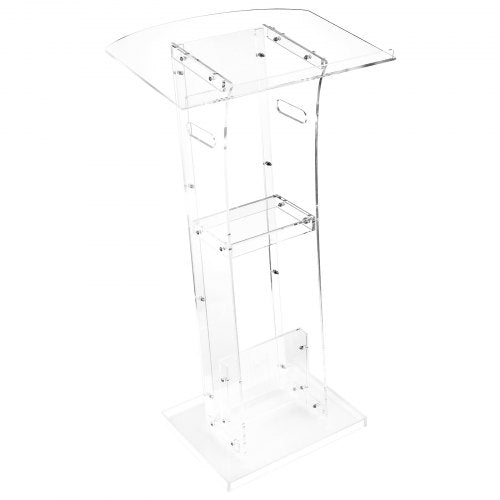 Podiumstativ, 1100 mm akrylläsarpulpet, bärbart laptopbord med bred läsyta och förvaringshylla, bokstopp, golvstående, för klassrum, bröllop, konferens, föreläsning och konsert