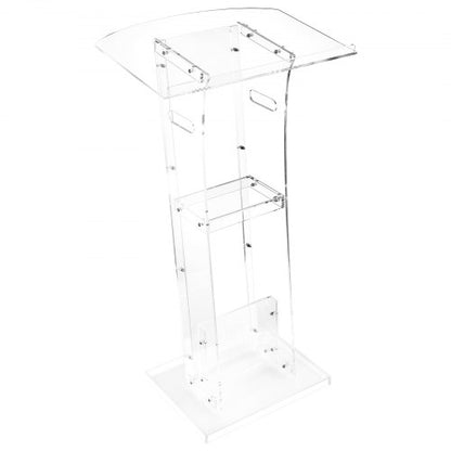 Podiumstativ, 1100 mm akrylläsarpulpet, bärbart laptopbord med bred läsyta och förvaringshylla, bokstopp, golvstående, för klassrum, bröllop, konferens, föreläsning och konsert