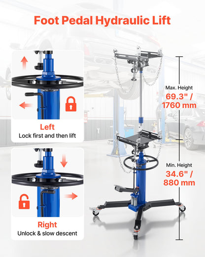 Hydraulisk domkraft, 0,6 ton lyftkapacitet, teleskopisk domkraft med fotpedal, dubbel teleskopisk transmission, 88–176 cm hög lyfthöjd, garage-/butikslyft