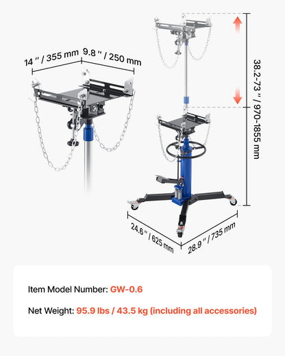 Hydraulisk domkraft, 0,6 ton lyftkapacitet, teleskopisk domkraft med fotpedal, dubbel teleskopisk transmission, 88–176 cm hög lyfthöjd, garage-/butikslyft