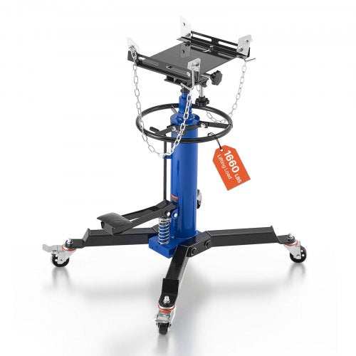 Hydraulic Transmission Jack, 1660 lbs / 0.75 Ton Lifting Capacity Telescoping Transmission Jack with Foot Pedal, 360° Swivel Wheel, 88-176 cm High Lifting Height, Lift Hoist for Garage/Shop