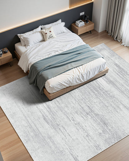 Matta, 10 x 14 fot stor tvättbar matta, halkfri och rivtålig mjuk heltäckningsmatta, husdjurs- och barnvänliga moderna mattor, inomhusmatta för sovrum, kontor, vardagsrum, barnrum, entré, grå