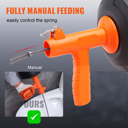 Avloppsskruv 762 cm, VVS-slang automatisk matning, VVS-slang med borrtillsats, rörslang avloppsrensare för kök badrum dusch handfat med skyddsslang och handskar