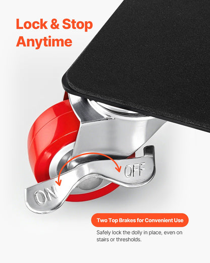 Möbelvagn, maxlast 1200 lbs, kraftiga möbelflyttare med 5 360° roterande hjul, kolstålspanel, verktygssats för möbellyft för vitvaror, soffa, kylskåp, tvättmaskin