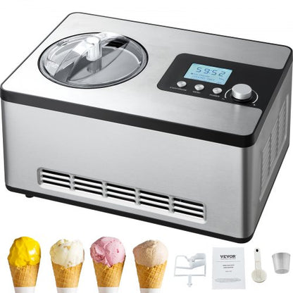 1,9 L automatisk glassmaskin elektrisk yoghurtglassmaskin silver